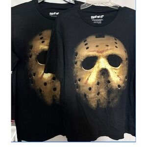 Lot of 2 Friday The 13th Jason Mask Shirts Mens Medium Horror Movie Graphic Tees